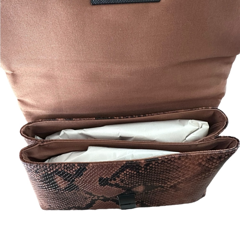 Nicole Miller Black and Brown Snake Print Clutch - Picture 2 of 4